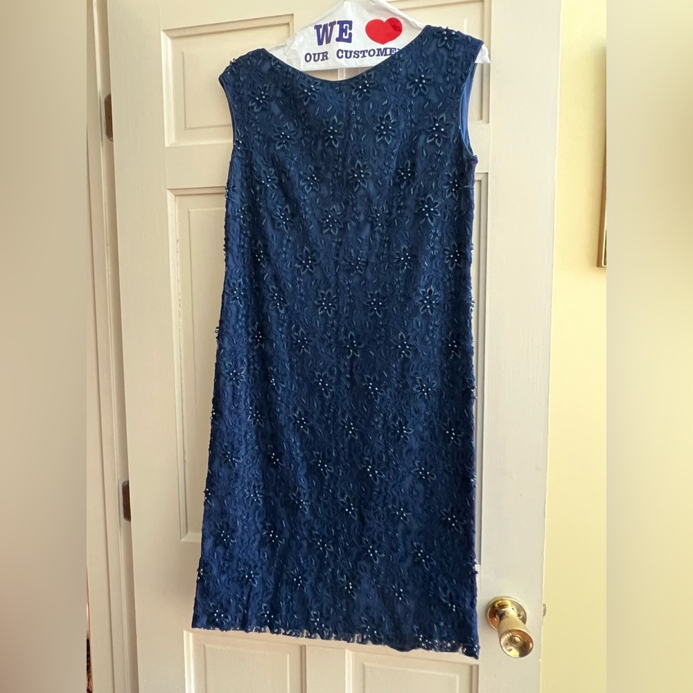 Vintage Andora blue lace and sequin wedding guest dress from 1968.